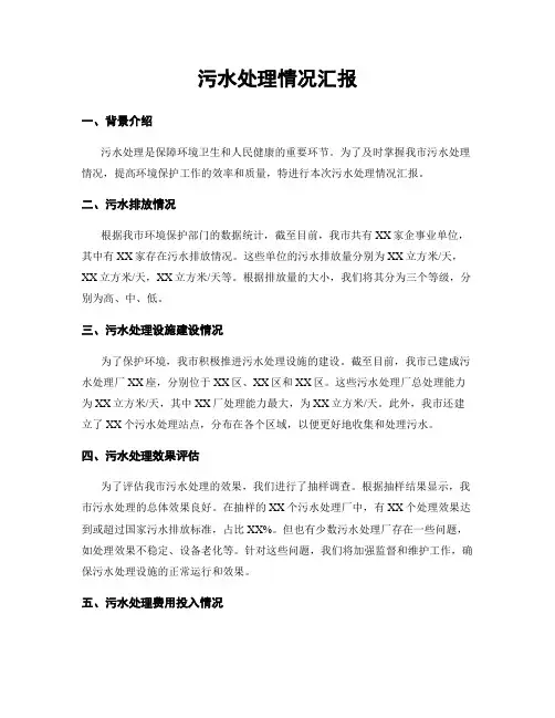污水处理情况汇报