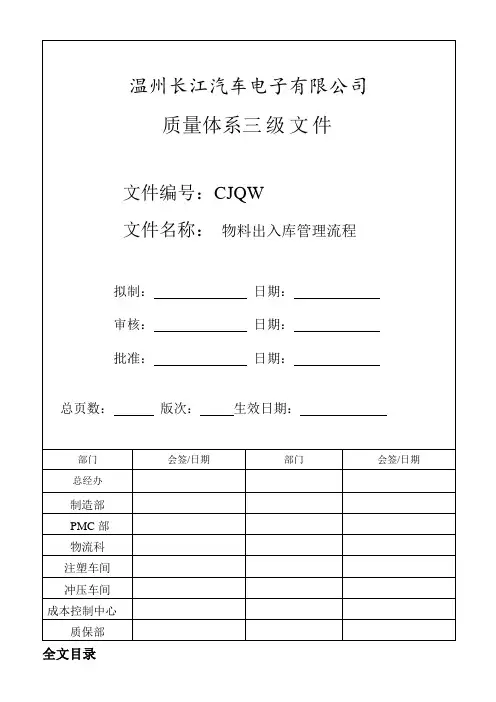 工厂仓库管理流程,原材料、外协件、产成品的出入库流程