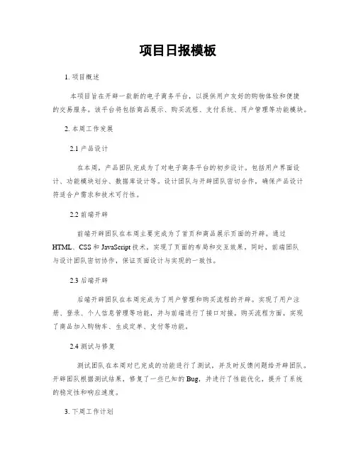 项目日报模板