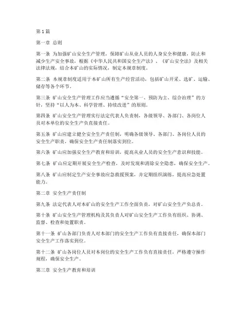 矿山类安全生产规章制度范本(2篇)