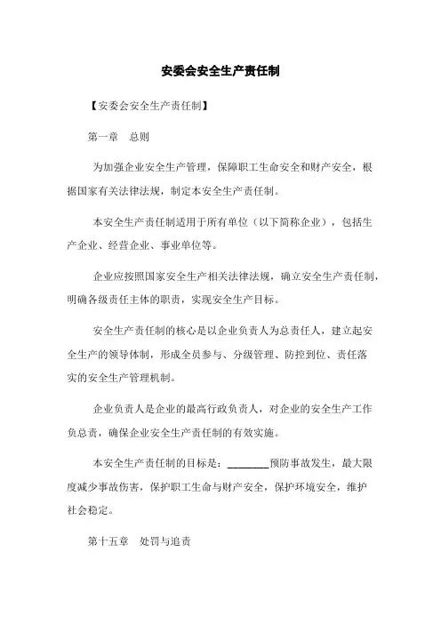 安委会安全生产责任制
