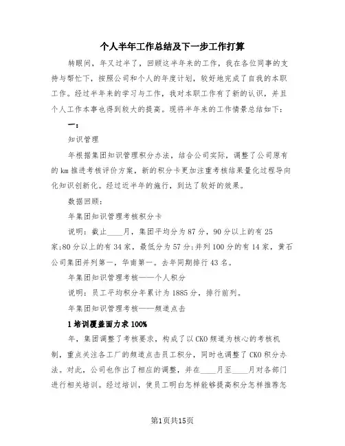 个人半年工作总结及下一步工作打算(4篇)