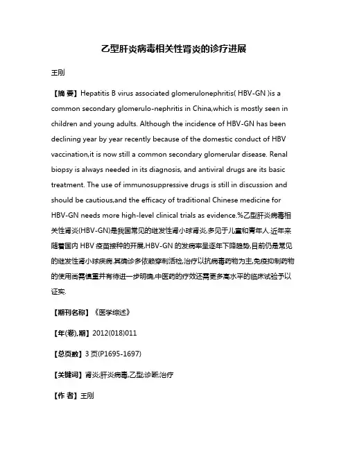 乙型肝炎病毒相关性肾炎的诊疗进展