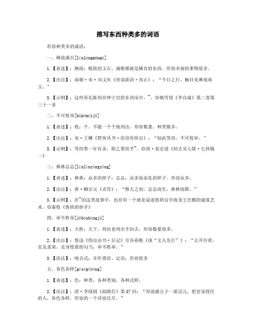 描写东西种类多的词语