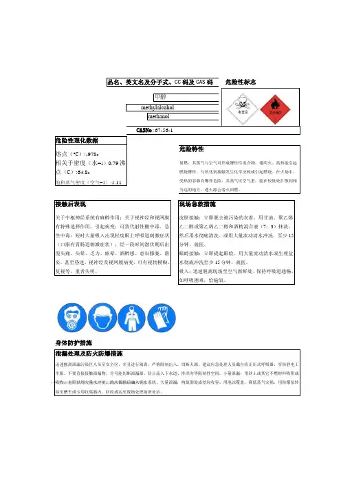 常规危险化学品安全周知卡汇编(31页)