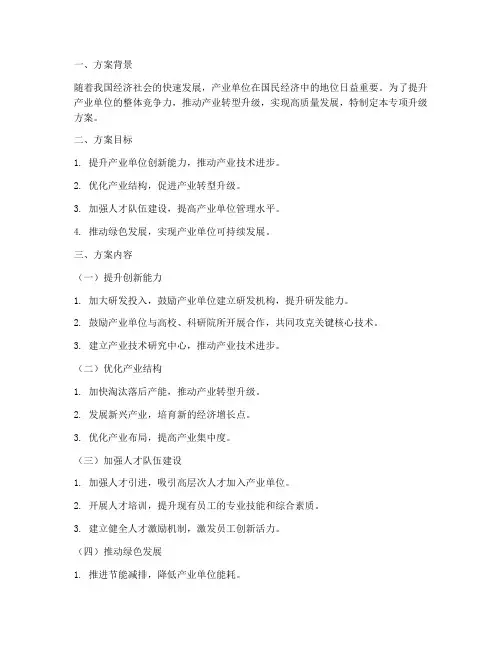 产业单位专项升级方案