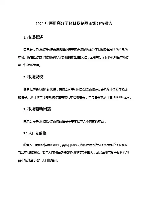 2024年医用高分子材料及制品市场分析报告