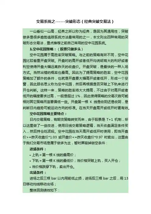 交易系统之------突破形态（经典突破交易法）