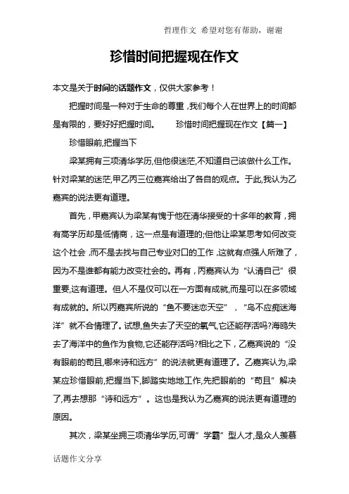 珍惜时间把握现在作文