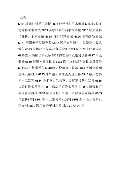 二类医疗器械目录