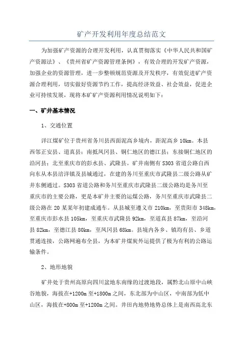 矿产开发利用年度总结范文