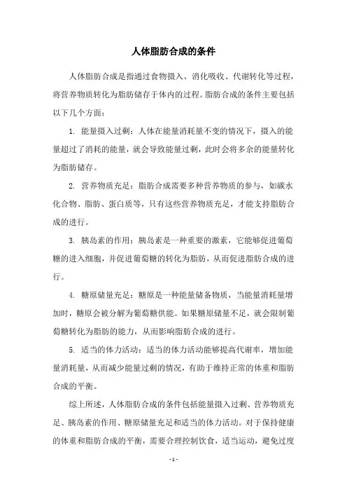 人体脂肪合成的条件