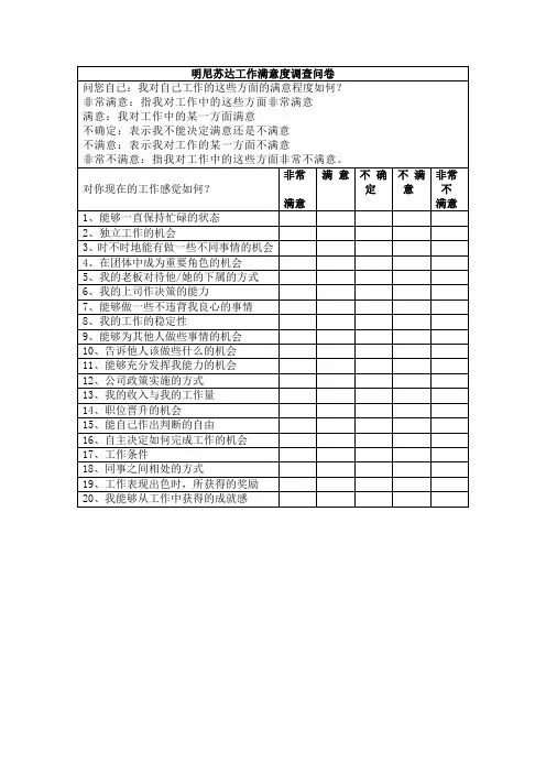 明尼苏达工作调查问卷