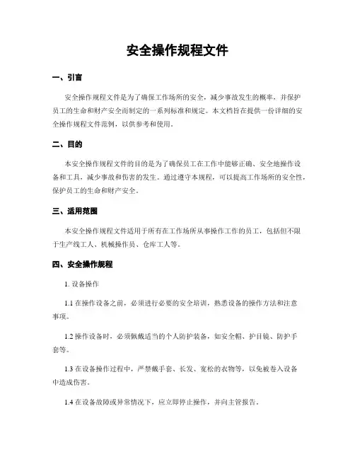 安全操作规程文件
