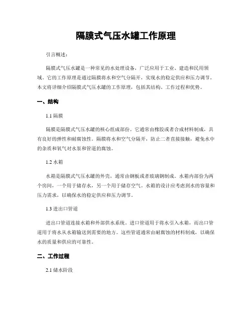 隔膜式气压水罐工作原理