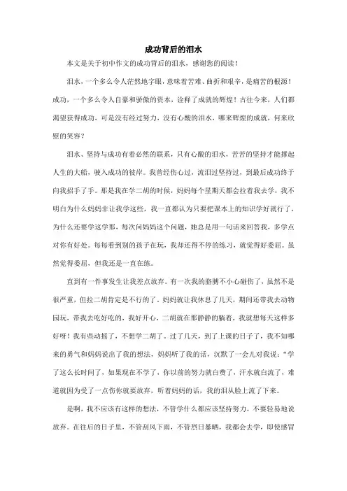 成功背后的泪水_初中作文