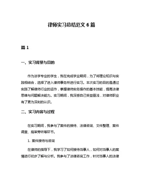 律师实习总结范文6篇