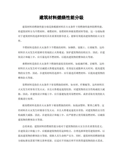 建筑材料燃烧性能分级