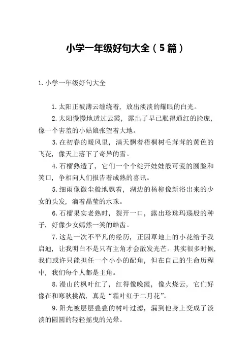 小学一年级好句大全(5篇)
