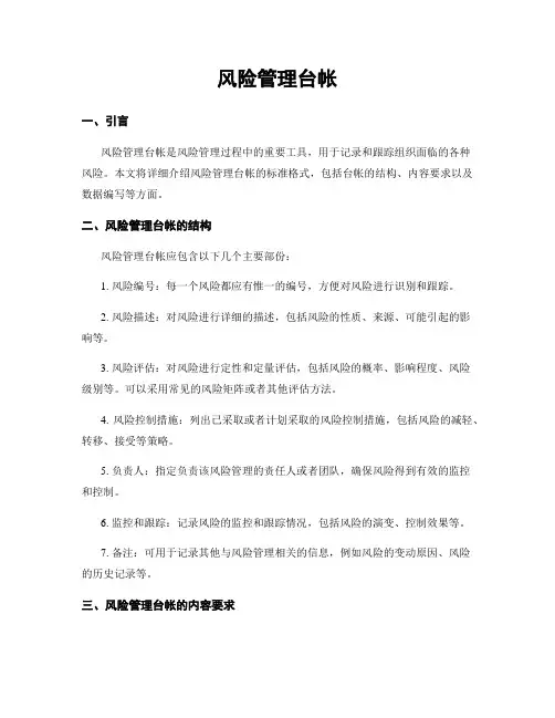 风险管理台帐