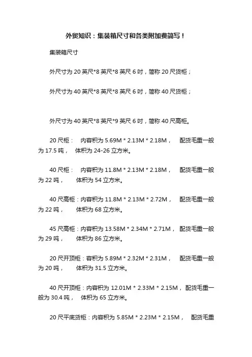 外贸知识：集装箱尺寸和各类附加费简写！