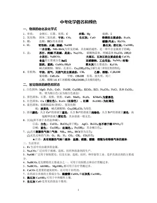 化学式-、俗名和化学方程式