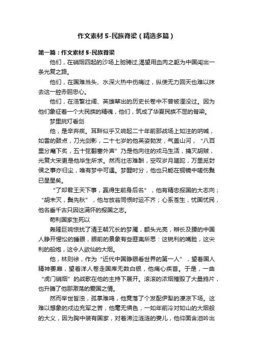 作文素材5-民族脊梁（精选多篇）