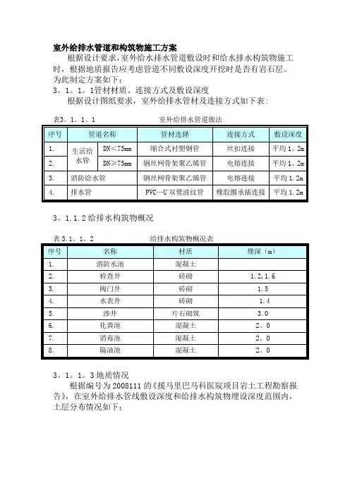 室外给排水管道和构筑物施工方案