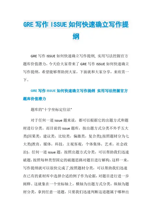 GRE写作ISSUE如何快速确立写作提纲