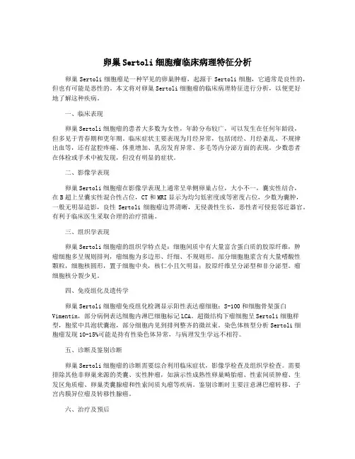 卵巢Sertoli细胞瘤临床病理特征分析