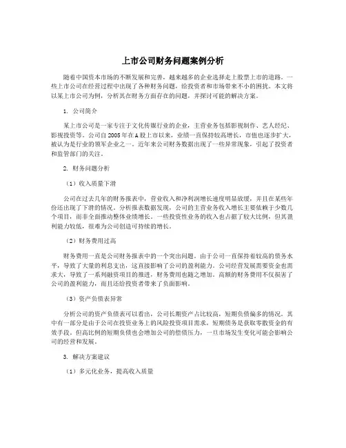 上市公司财务问题案例分析