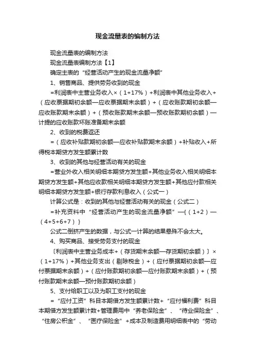 现金流量表的编制方法