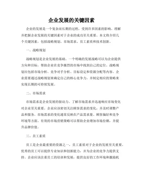 企业发展的关键因素
