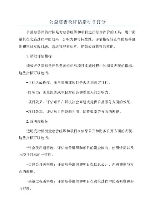 公益慈善类评估指标含打分