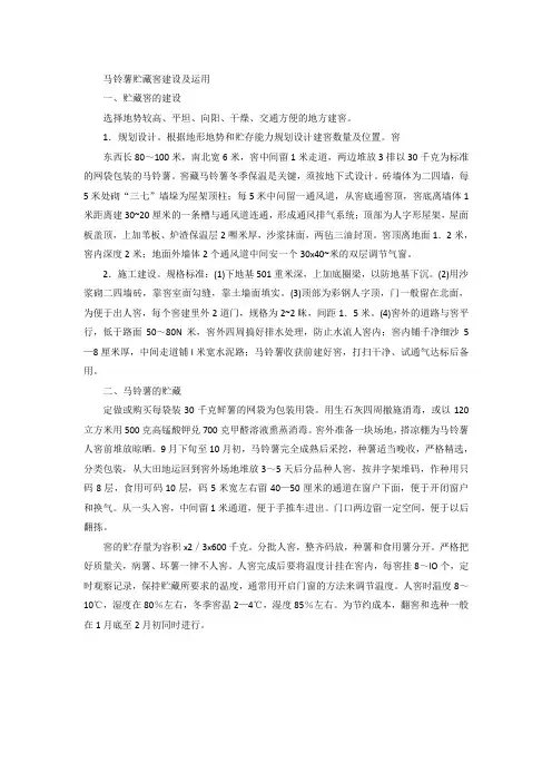 马铃薯贮藏窖建设及运用