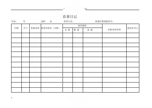 有机种植全套农事记录
