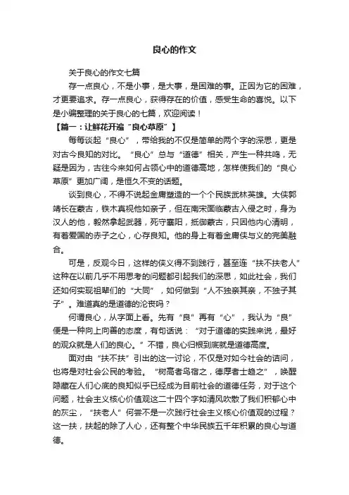 关于良心的作文七篇