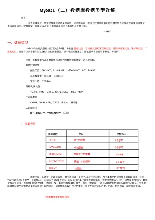MySQL（二）数据库数据类型详解