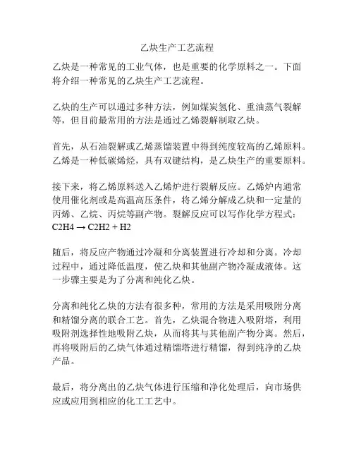 乙炔生产工艺流程