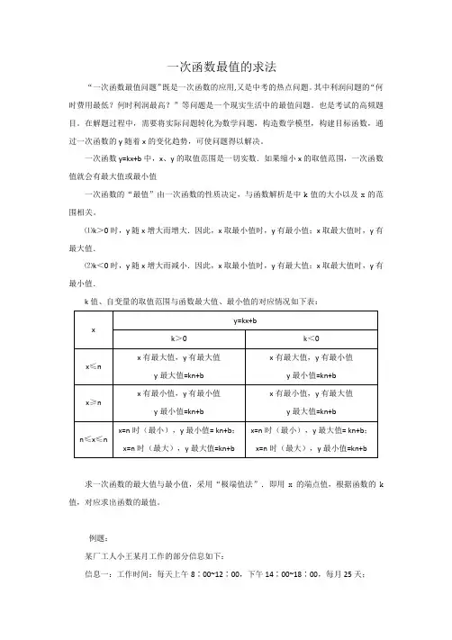 一次函数知识点 最值