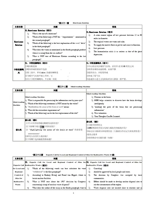 2013年职称英语(理工类A)全部阅读理解答案总结缩放