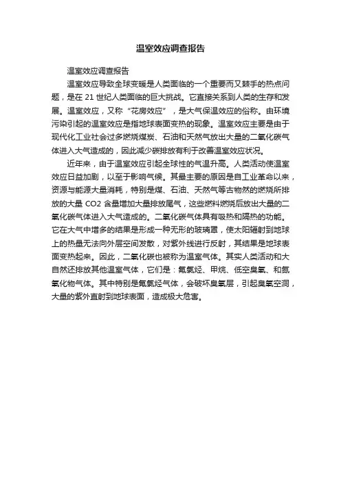 温室效应调查报告