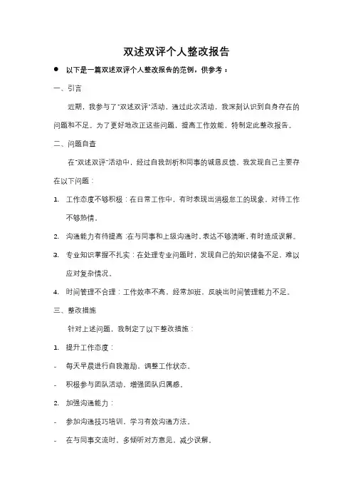 双述双评个人整改报告