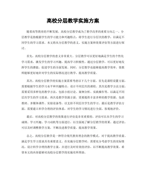 高校分层教学实施方案