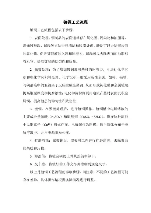 镀铜工艺流程