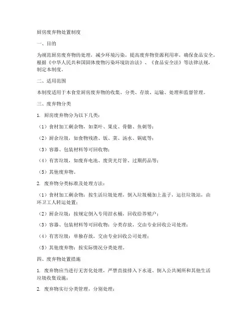 厨房废弃物处置制度范本