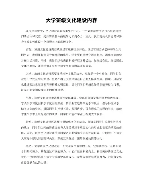 大学班级文化建设内容