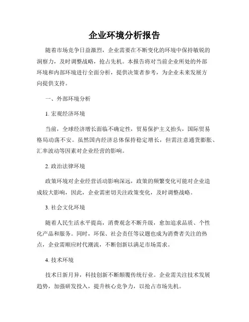 企业环境分析报告