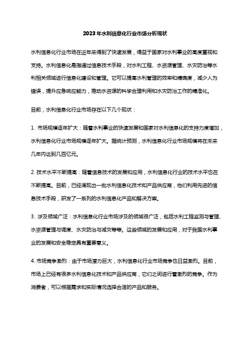 2023年水利信息化行业市场分析现状