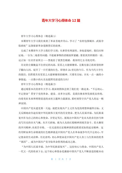 青年大学习心得体会12篇